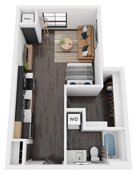 a floor plan of a studio apartment